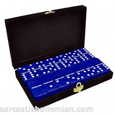 Marion & Co. Domino Double Six Dark Blue Tiles Jumbo Tournament Size w Spinners in Velvet Box B07K9H6S5K